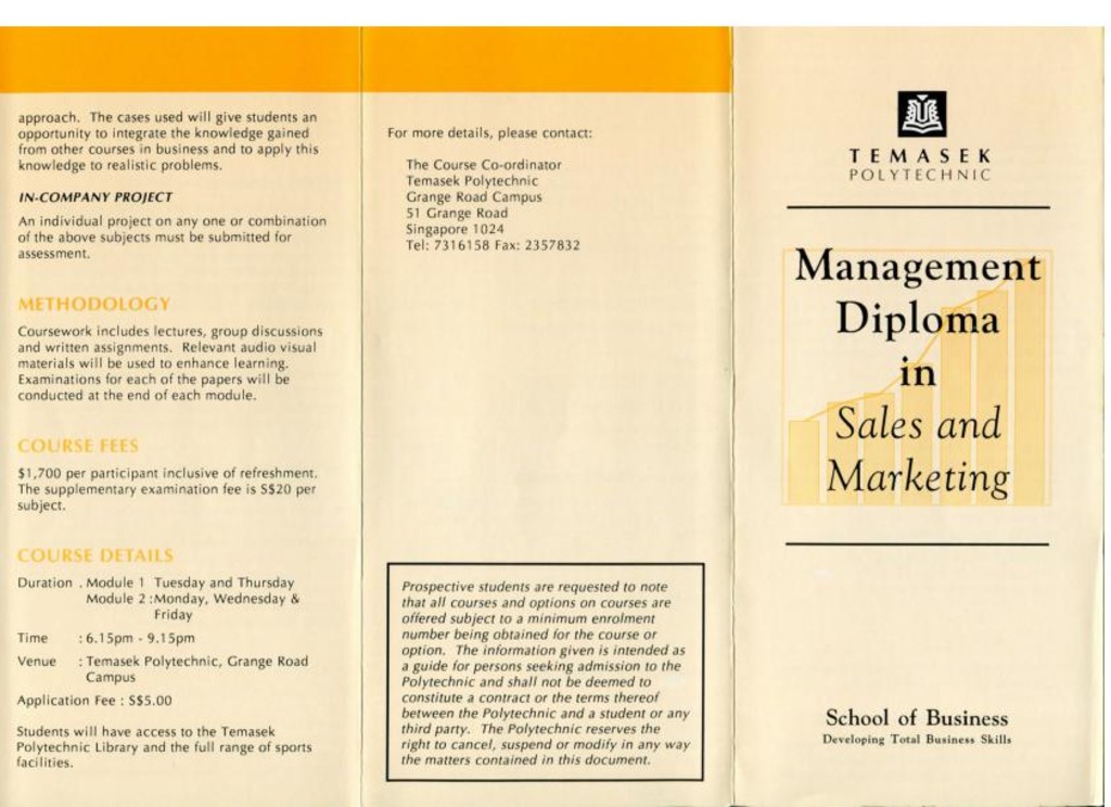 Management diploma in Sales & Marketing brochure School of Business
