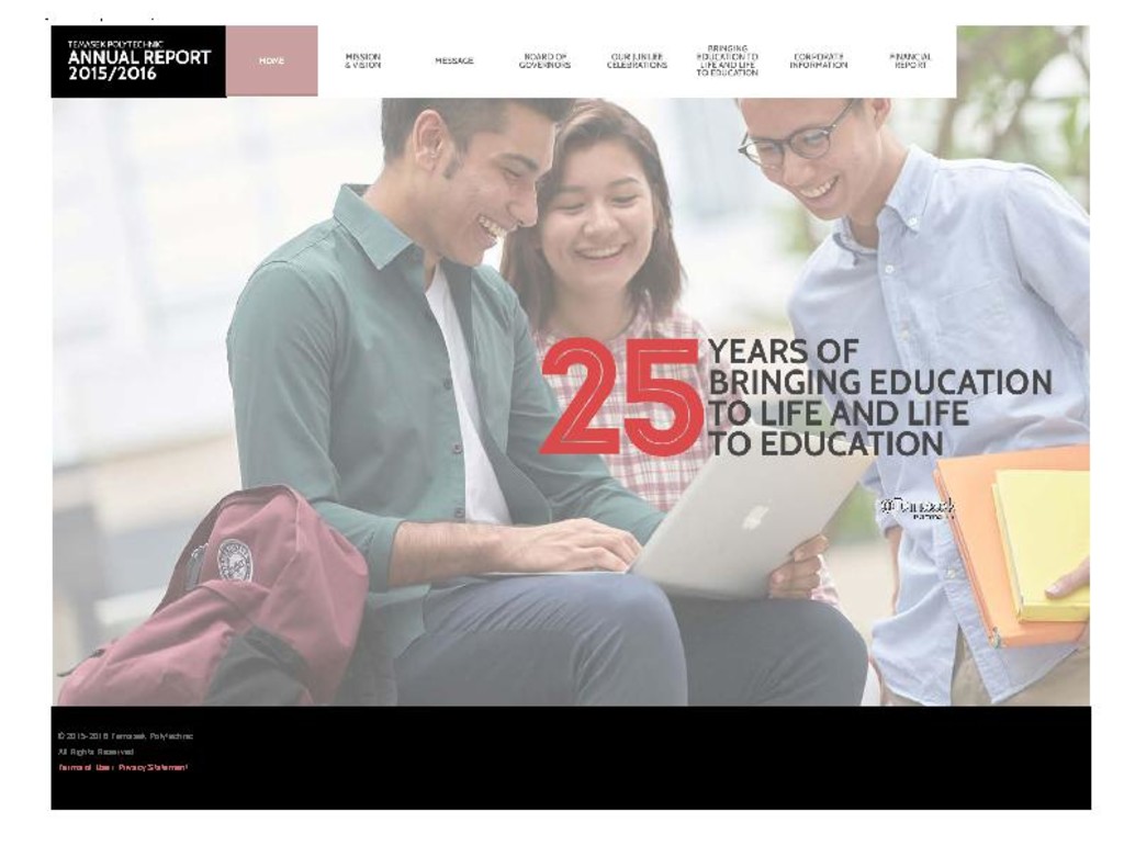 Annual Report. Temasek Polytechnic. 2015/2016