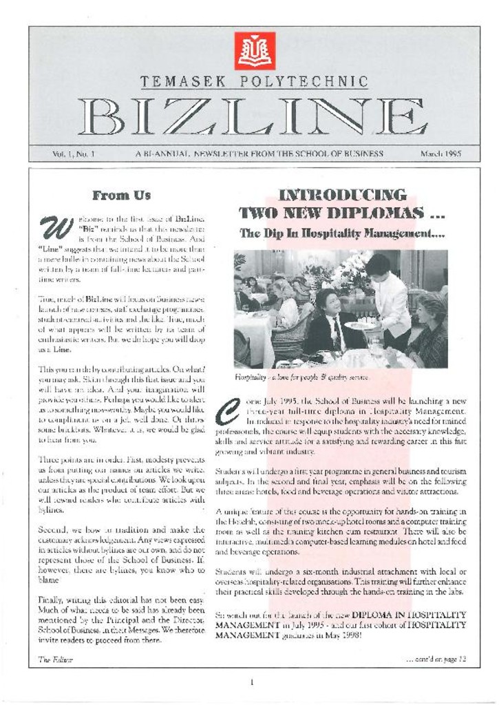 BizLine. Vol. 1. No. 1. Mar. 1995