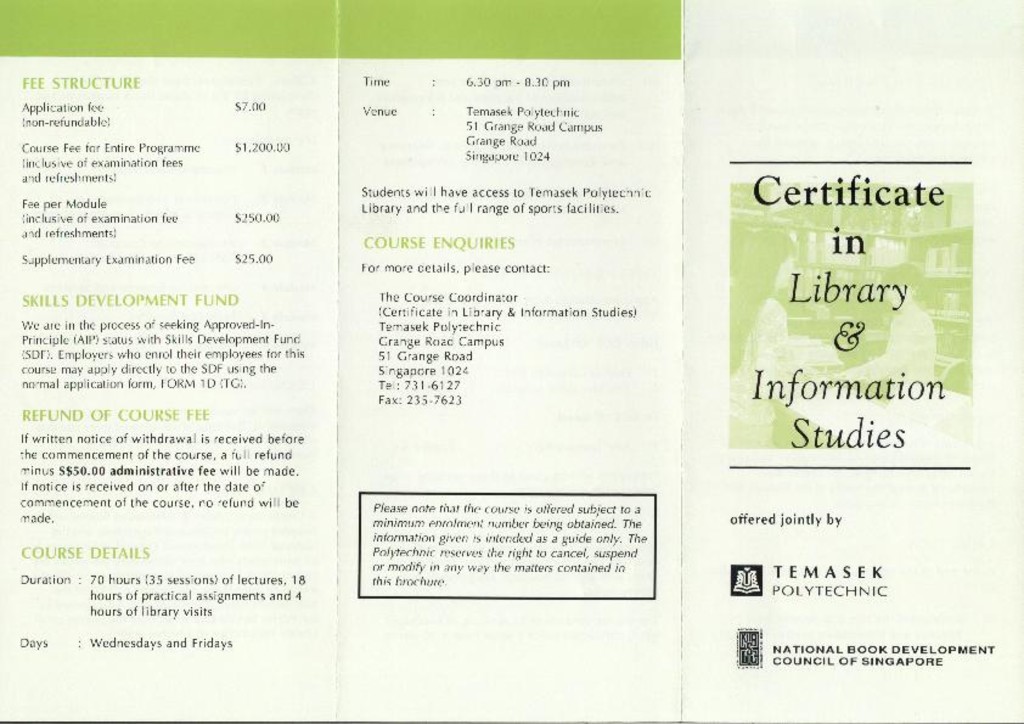 Certificate in Library & Information Studies : brochure