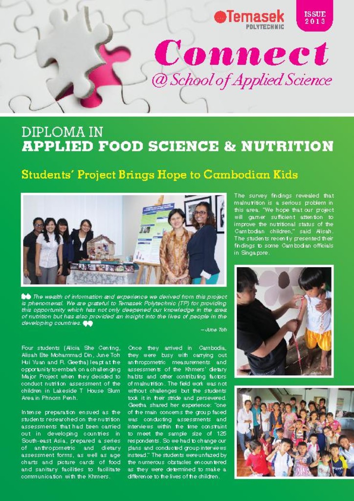 Connect@School of Applied Science. Issue 2013