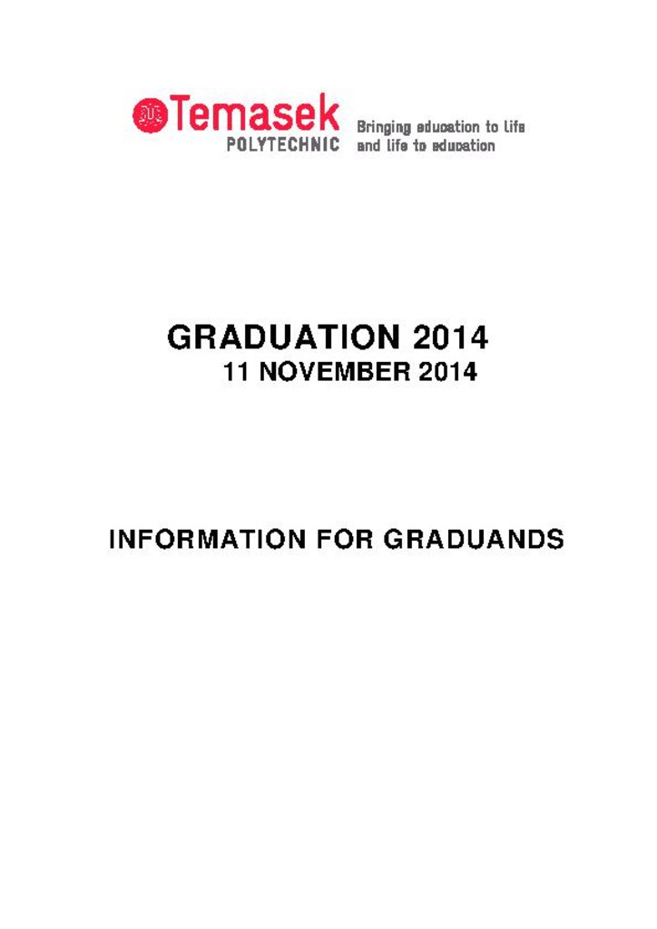 Graduation 2014 : information for graduands