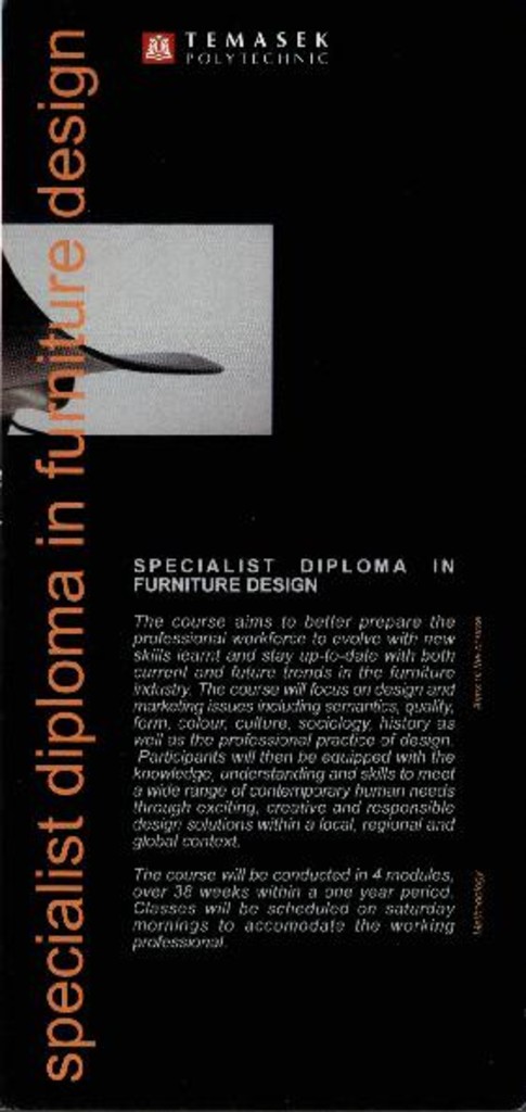Specialist diploma in furniture design : brochure