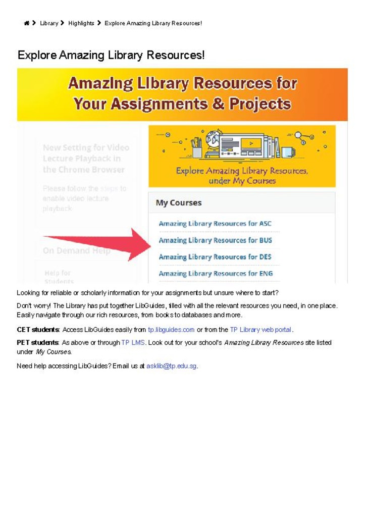 Library Highlights. 10 Oct. 2018. Explore Amazing Library Resources!