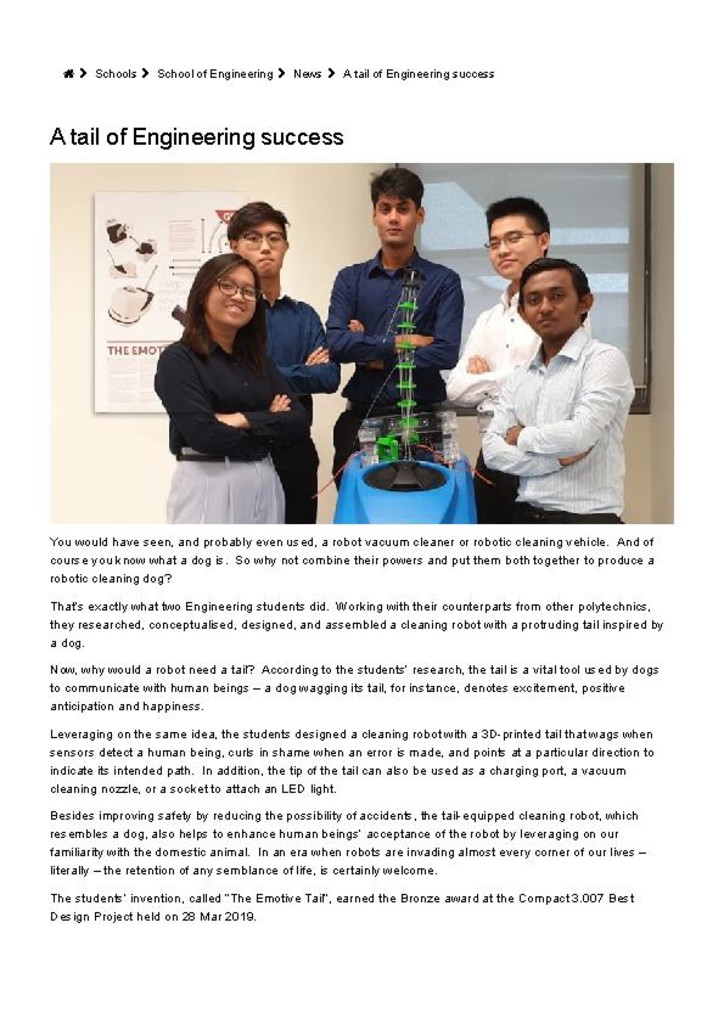 TP news. 10 Apr. 2019. A tail of Engineering success