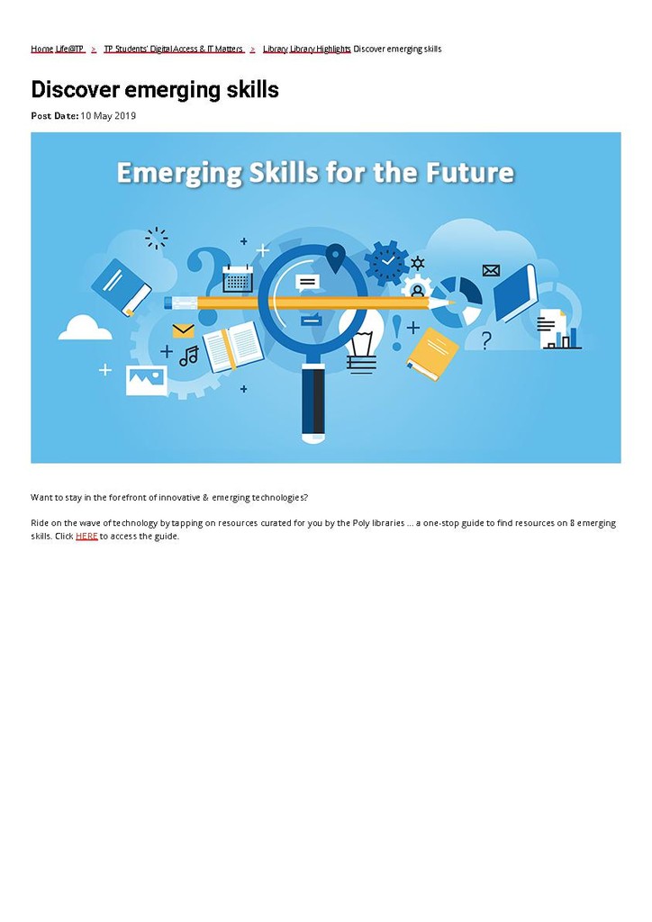 Library Highlights. 10 May 2019. Discover emerging skill