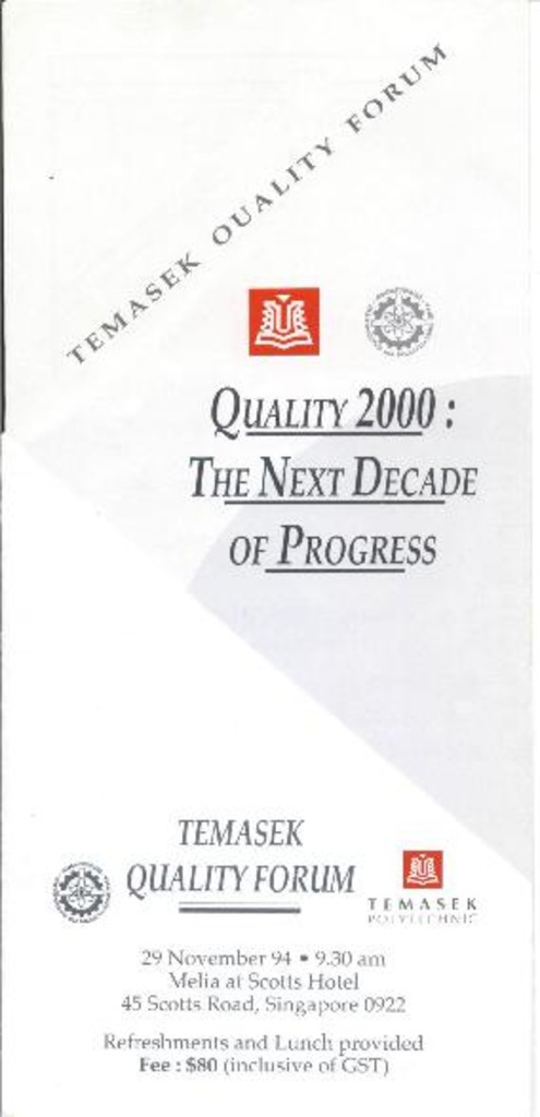 Temasek Quality Forum - "Quality 2000 : The next decade of progress" : brochure