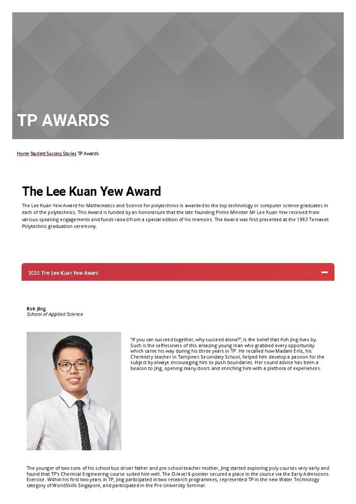 The Lee Kuan Yew Award 2020