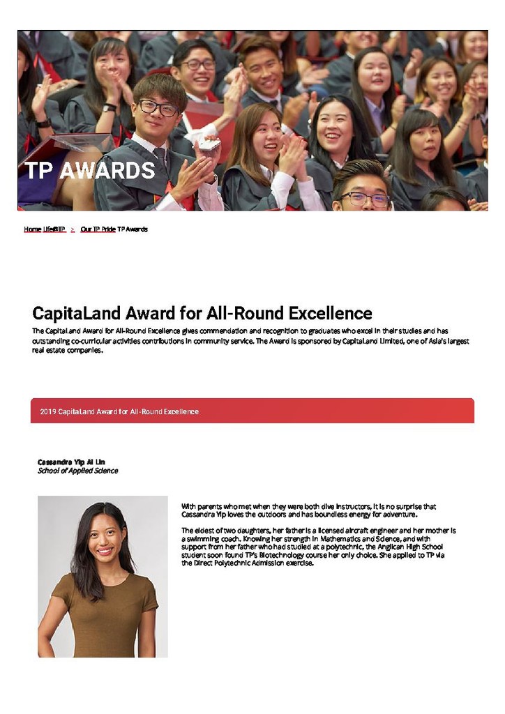 CapitaLand Award for All-Round Excellence 2019