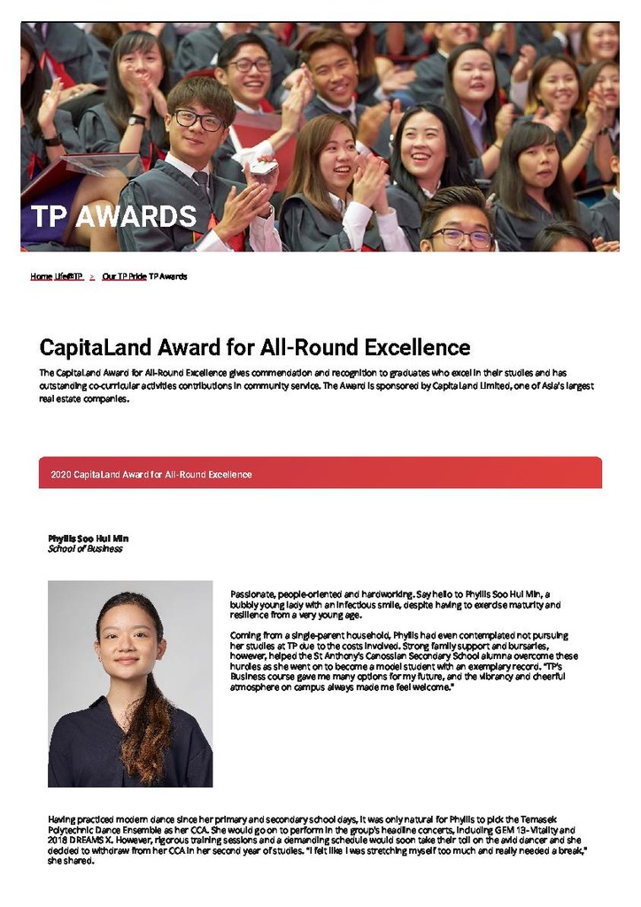 CapitaLand Award for All-Round Excellence 2020