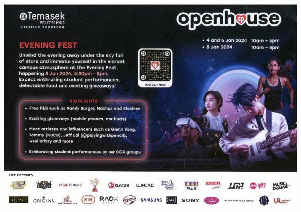 Temasek Polytechnic open house evening fest : flyer